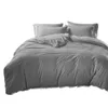 Sängkläder sätter 3-delat set kuddefasskylt täcke boll sida reversibel grå bomull mjuk 3 st 269,24 x 228,6 cm varm fast färgtäcke