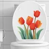 Tulpe Toilettenaufkleber WC Selbstkleber Wandaufkleber Badezimmer Toilettendeckel Aufkleber Aufkleber Taste Kunst Wandbild für Badezimmer Wohnzimmerschrank