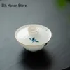 88 ml Pure Hand-Painted Butterfly Orchid Gaiwan Boutique White Porslin Small Cup Tea Tureen Tea Maker Mini Cover Bowl Teaware