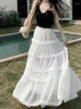 Etekler Orta Uzun Etek Kadın Şifon 2024 Goth Lolita İlkbahar Yaz Yüksek Belli Düşük Dürüklü fırfırlı Piled Maxi Rok