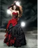 Robes de mariée gothique rouge et noir 2022 Sweetheart Bow Lace Draped Taffeta Vintage Bridal Robes Vestido de Noiva Custom