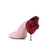 Slippers Women's Pearl Stiletto Satin Rose Shaped Fish Billed Single Shoes