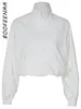 レディースジャケットブーフィーナストリートスタイルスタンドカラードローストリングジップアップ2024ファッション女性服ホワイトコートC95-FI35
