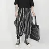 Men's Pants 2024 Stripe Casual Cropped Trousers For Men Summer Thin Wide-Leg Yamamoto Style Trendy Loose Bloomers