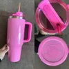 40oz de maquades Tumblers Cosmo desfile rosa Flamingo alvo Red Aço inoxidável Dia dos namorados Cups de presente com alça de silicone Tampa e palha de 2ª geração canecas de carro 0109