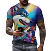 T-shirt de wolf hommes vif 3d Eagle Tshirt Tops vintage à manches animales à manches animales à manches animales
