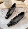 Casual Shoes Silver Sequin Glossy Belt Buckle Strap Flats 2024 Mary Jane Shallow Sandals Square Toe Simple