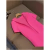 基本的なカジュアルドレス春秋のピンクのソリッドカラー3Dフラワーズパネルドレス半袖ラウンドネックO3G292658ドロップデリバリーアパレルOT0CG