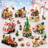 6 i 1 julserie byggstenar Set Creative Winter Village House Diy Bricks Toys Building Blocks House Kids Xmas Gift