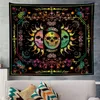 Tapestries Biki Sun Moon Yin And Yang Tapestry Wall Hanging Room Boho Decor Hippie Macrame Decoration Blanket Rug