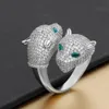 Jewel Arrivals Romantic and Shiny Leopard Head Women Ring Finger pour le mariage Party Cubic Zirconia Bijoux Bridal Gift240412