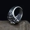 925 Silverfärg Sterling Rock Man Bike Ring Style Lion Head Thai Justerbar ring240412