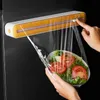 2 In 1 Food Film Dispenser Magnetic Wrap Dispenser With Cutter Storage Box Aluminum Foil Stretch Film Cutter Kitchen Accessories