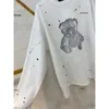 Men's T-Shirts Long Sleeve Reflective Bear Printing We11done T Shirt Men Women High Quality Washed Old Vintage Tshirt