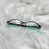 Lunettes de soleil Y2K vintage harajuku rétro lunettes ovales cadre femmes pas de maquillage mode homme anti-bleu contrastant mignon décoratif