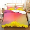 Conjuntos de cama Conjunto de tampa de edredão impressa de girassol para crianças de adultos na cama adulta têxteis caseiros 3D 3pcs