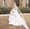 Popular Pleat Sweetheart A Line Wedding Dress Side Slit Vestido De Noiva Satin Appliqued Women Bridal Gown Robe De Mariage