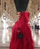 Sondr Elegante rode veeravondjurken Saoedi -Arabische vrouwen Jacke Sheeves een lijn formeel feest prom jurken 2023 Vestido de Noche
