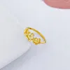 Cluster Rings Real Pure 999 24k Yellow Gold Band Women Gift Lucky Hollow Flower Ring 2.13-2.3G