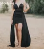 Partykleider sexy schwarzes kurzes Abschlussballkleid mit Zug Schatz Mini Abend 2024 Boho Holiday Cocktail Eleganter Abschluss