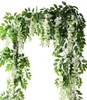 Fleur de fleur Wisteria Vine Garland Plantes Foliage extérieur maison fleur falsification du mur suspendu 7ft 2m17632526