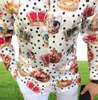 Men039s Camisetas 2021 Autumn Men Camisa casual Eyecatching Dot Crown Impresión Avención Collar de manga larga de pecho