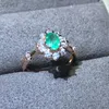 Ringos de cluster Trendy 1 Ct Natural Colombian Emerald Ajuste Ring For Women Fine Jewelry 925 Presente de engajamento de pedra preciosa de prata