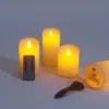 3PCSSet USB oplaadbare vlamloze elektrische LED -kaarsen met externe controlepillar Home Bar Wedding Decoratie 240412