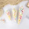 Enrolamento de presentes 50pcs Clear Cone Candy Bags Comida lanche embalando sacol de plástico com laços Festas de aniversário de casamento Favorias DIY DIY