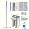 Flat Floor Mop Bucket Set With 2 Microfiber Pads Easy SelfWringing Cleaning Wet And Dry For Laminate 240412