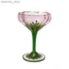 Vinglasögon Vintae Handmålade Champane Wine Lasses Cup Crystal Lass Red Wine Cup Pink Ice Cream Bowl Flower Oblet Lasses L49