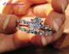 Ringos de cluster Elsieunee 100 925 Marquise de prata esterlina simulada Moissanite Diamond Wedding noivado de noivado de noiva Sets Wholesa26022293