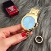 Luxe mode vrouwen kijken roestvrij staal luxe dame big roze dial polshorloge beroemde hoogwaardige vrouwen jurk uur gratis verzending