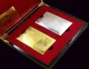 Luxury Gold Foil Dollar Poker Card Set Collection Euro Spelkort Vattentäta pund Pokers med Red Box för gåva 2837367