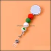 Key Rings Sile Bead Retractable Badge Reel Bpa Colorf Teething Chains Id Holder Belt Clip Jewelry Gift Drop Delivery Dh1Jx