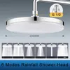 6 Modes Rainfall Shower Head Large Panel Ceiling Mounted Shower Gun Grey Black Silver Top Rain Shower Heads Bathroom Accessory