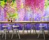 Wallpapers Custom 3d Wallpaper Watercolor Wisteria Flower Leaves Background Wall Customized For Walls