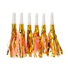 60pcs Cores metálicas Bornamento Bornô Tassels de ruído Musical Blowouts Whistle for Kids Birthday Concert Feste Ano Novo Favor