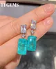 Dangle Kronleuchter ffgemems Brasilianer Paraiba Emerald Turmaline Silberohrring erzeugt Blue Stone Square für Frauen Fein Schmuck WH4494145