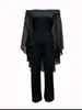 LW Plus size vrouwen elegante feestavond verjaardag outfits mantel mouw solide kleur losse jumpsuit wide been s fit 240328