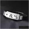 Armband Halskette Zodiac Edelstahl Hohlausschilder Verstellbares Armband 12 Sterngeburtstag Souvenirs Geschenke Schmuck TNT DHGEQ