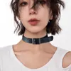 CHOKER HARAJUKU Готическая площадь Простой черный кожаный воротник для женщин и девочек Bar Body Disterry Disters Drop Y7D4