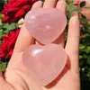 Dekorative Figuren exemimennatural rosa Rosenquarzs Kristall Herz Chakra Heilung Reiki 30mm Natursteinperlen für Schmuck Making DIY