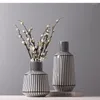 Vases Black White Striped Ceramic Vase Modern Dried Flower Accessories Living Room Home Decor Art Geometric Line