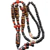 Decorative Figurines Natural Tibetan Agate Three Six Nine Eye Sky Pendant Necklace Sweater Chain