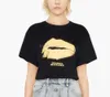 24SS Isabel Marant Новая ниша -дизайнерская дизайнерская футболка Классическая горячая губа. Повседневная универсальная круглая шея.