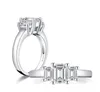Pierścienie klastra Prawdziwy 925 Solidny srebrny pierścień biżuteria 5x7mm szmaragdowe wycięte symulowane diamond moissanite dla kobiet Wedding Fine Gift2587855
