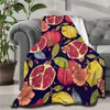 Fresh Lemons Throw Blanket, Fruits Theme, Flannel Super Soft, Lightweight, Bed, Sofa, Couch, Living Room, Vegetables