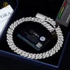 Hiphop Jewelry Collier personnalisé en gros 18 mm Iced VVS Moisanite Diamond 20 pouces Sterling Sier Cuban Link chaîne