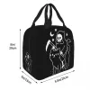 Death Rides a Black Cat IsolleLits Lanchs Saco Térmico Reprador de refeições Horror Halloween Grim Reaper Funky Tote Lanch